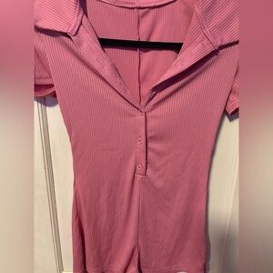 SHEIN Pink Ribbed Knit romper